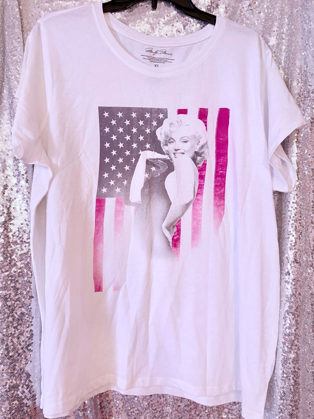 Marilyn Monroe White Tee with Pink and Gray Graphic